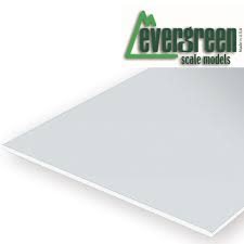 Evergreen 9125 Plain White Polystyrene Sheets 6" x 12" (15cm x 30cm) .3,2 mm Thick (1 sheet per pack) 